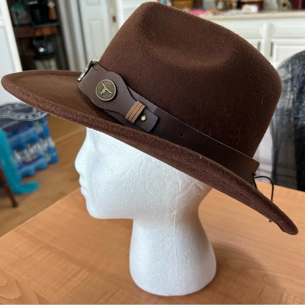 Cowboy Hat Women Western with Cow Head leather band sombrero adjustable
